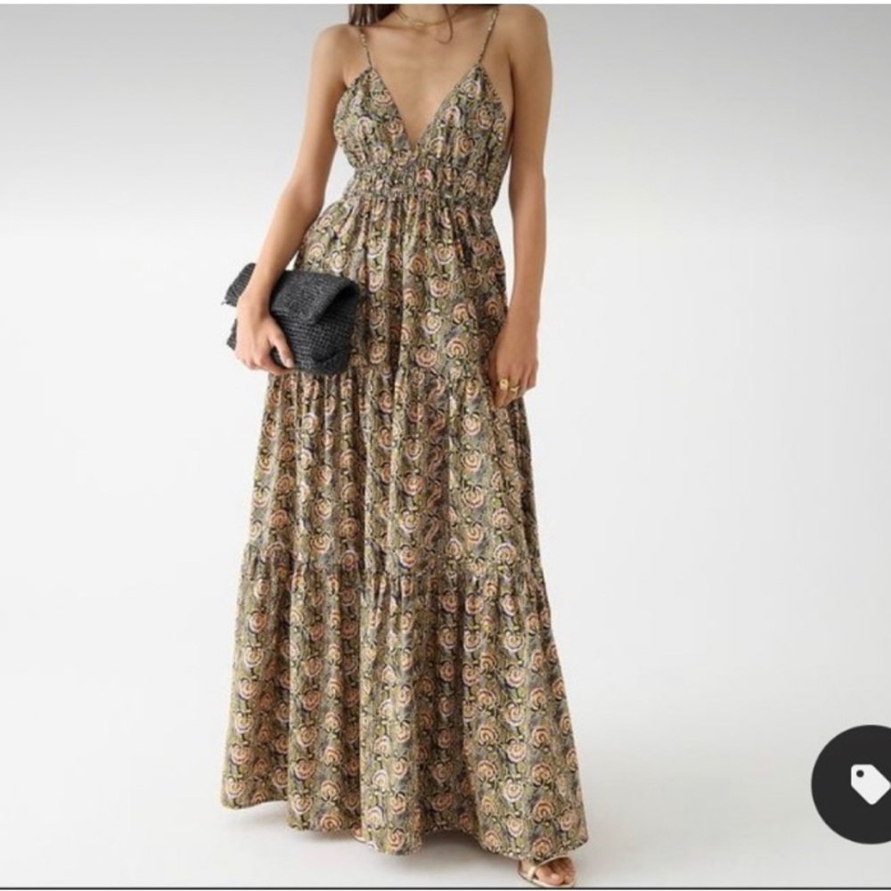 J. Crew Olive Paisley Maxi Dress
